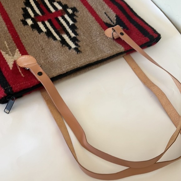 El Paso Saddle Blanket Woven Wool Shoulder Bag Native AmericanInspired Tote - Picture 3 of 7